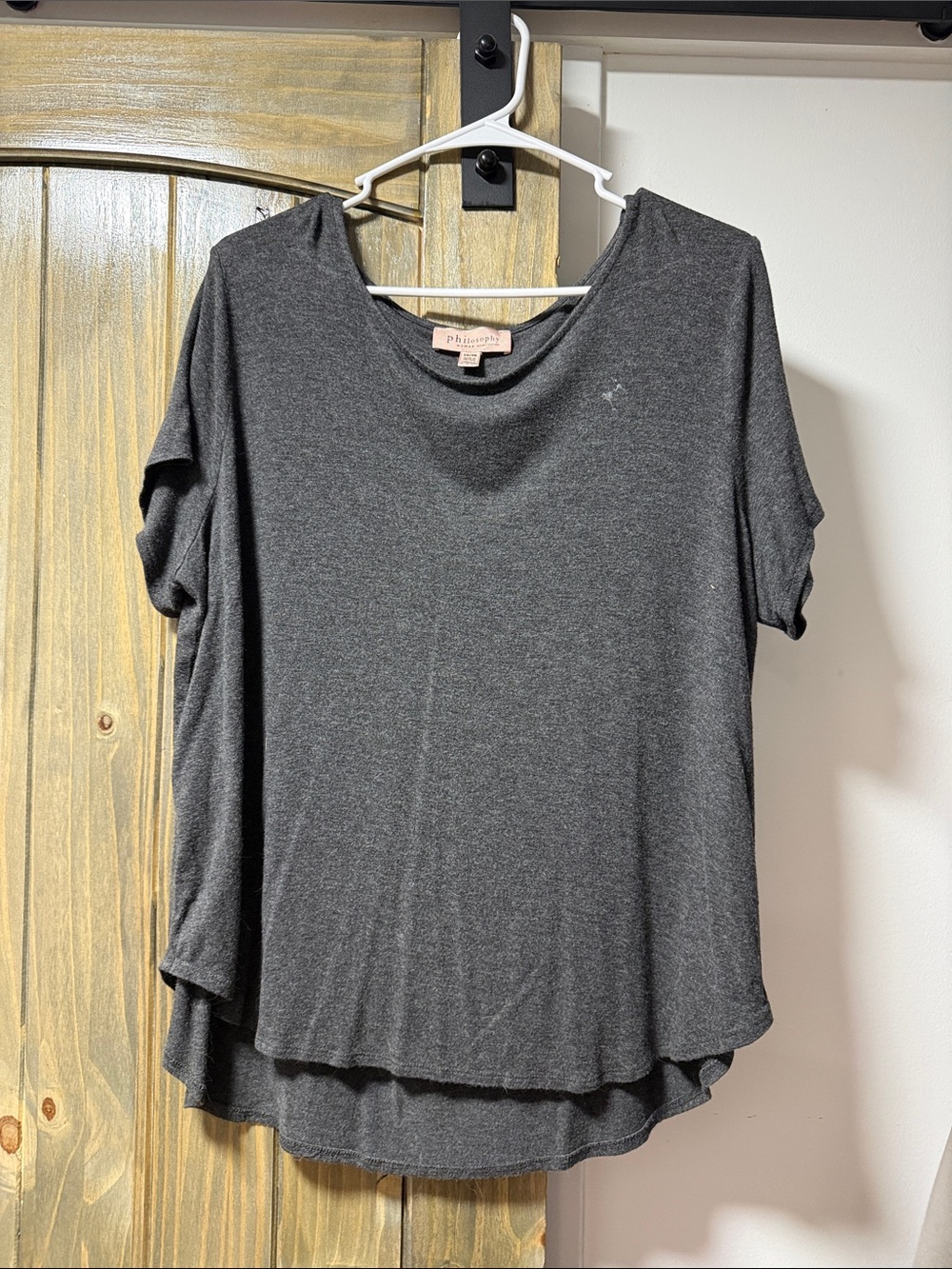 PHILOSOPHY Charcoal Short Sleeve Crewneck Top